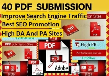 I will do pdf submission to top 40 pdf sharing sites with 10 high quality backlinks