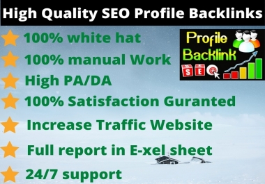 I will create 50 high DA profile creation backlink by manually