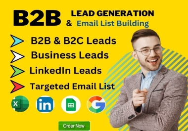 I will provide 100 b2b leads,  linkedin leads,  business leads, email list building