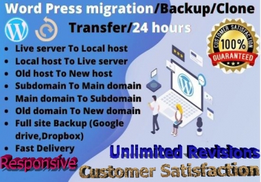 I will backup and clone,  migrate transfer your wordpress website to new hosting in few hours