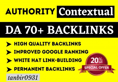 I can create DA 70+ manual SEO dofollow backlinks
