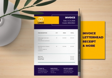 I will design a unique invoice, letterhead,  receipt