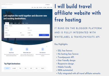 Automated Travel Affiliate Website with Travelpayouts API Integration. Enjoy Free Hosting Forever