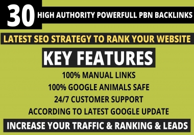 Get Powerfull 30 Permanent Pbn DA 40+ PA 35+ pr5+ Web2.0 Backlink With Unique 30 Website