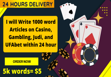 I will deliver a quality casino articles in 24hrs as an expert content writer