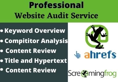 Professional website SEO audit report with screaming frog and ahrefs