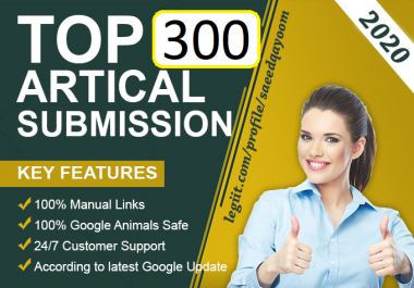 Create Manually 300 Article Submission Backlinks For Website Ranking