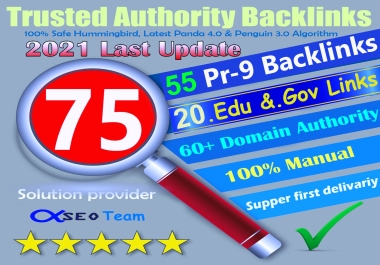 Exclusive Offer-75 Backlinks 50 PR9 +25 EDU/GOV 80+DA manually Do Safe SEO Increase Google rank.