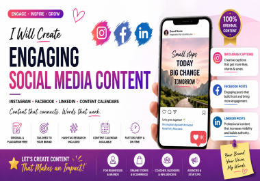 I Will Create Engaging Social Media Content for Instagram,  Facebook & LinkedIn