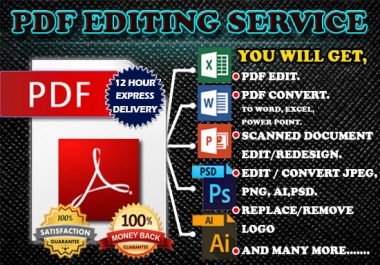 Any Pdf convert any file type 24 hours and editing file