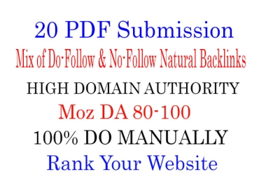 Provide you 20 pdf SEO Backlink "10 DA 90 + 10 DA 80+" On The Top Sharing Sites.