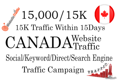 15K Canada Traffic within 15 days.(Social/Keyword/Direct/Search Engine Targeted)