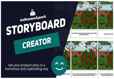 I will create a captivating and humorous storyboard up to six frames for your brand
