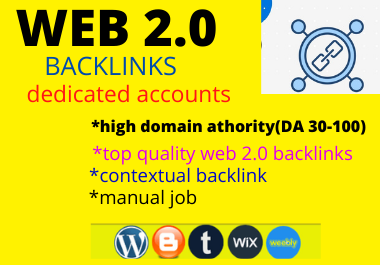 i will build 20 web 2.0 backlinks blogs dedicated accounts.