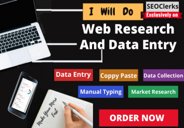 I will do data entry,  copy paste,  web research,  data mining and excel data entry and virtual work
