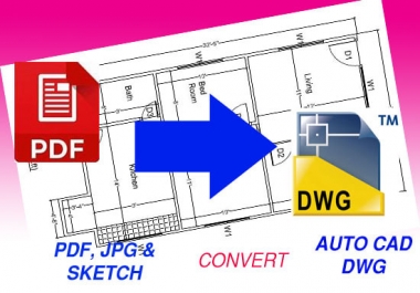 I will convert your Hand Sketch,  PDF or JPEG files of house or building plan to Autocad 2D drawings