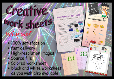I will design interesting and creative worksheets for you