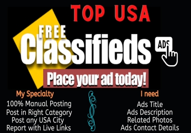 I will do classified ad posting on top ad sites of USA
