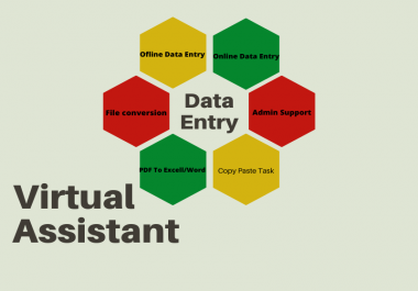 I can support your virtual assistant for data entry,  admin support,  copy paste,  web research