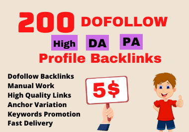I will create 200 High DA PA Profile Backlinks manually for SEO ranking