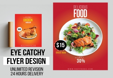 I will design clean creative fast food and business flyer in 24 hours