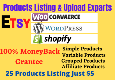 I Will Upload & Listing products E-Commerce,  Shopify And Etsy Store