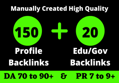 150 PR9 + 20 Edu/Gov PR9 High Quality Profile Backlinks To Boost Your Website Ranking