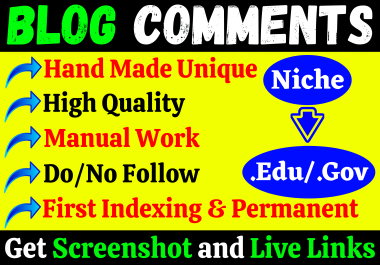 Manually Create 10 Edu/Gov comments+ 200 SEO Niche Do Follow Blog comments for Ranking no 1 quickly