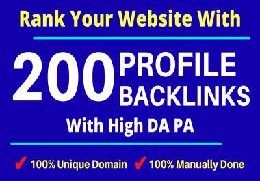 Manually DA 80+ All PR9 200 Safe High authority Dofollow Profile Backlinks to Increase Your Ranking