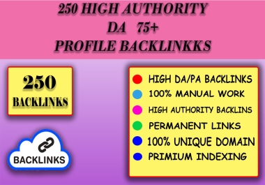 I will build 250 high authority SEO profile backlinks manually