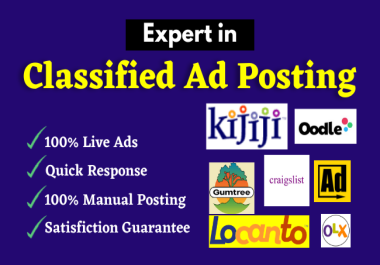 I will place your ads 20 top classified sites
