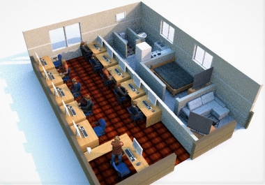 I will render 3d interior,  exterior,  house,  restaurant,  coffee shop