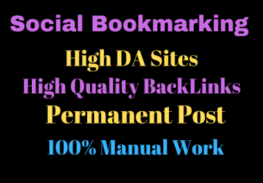 20 social Bookmarking High Da Sites with Permanent Backlinks