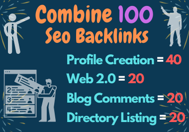 SEO Backlinks-Web2.0,  Directory Listing,  Blog Comments & Profile Backlinks Create Manually Mixed 100