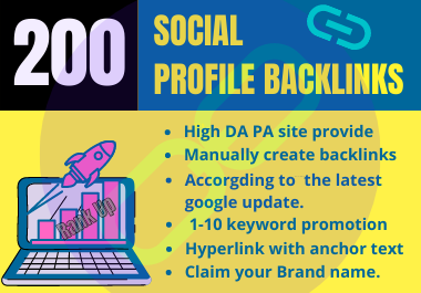 200 Unique Domain Social Profile Backlinks