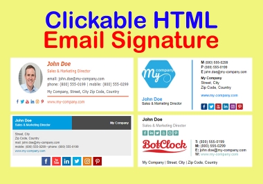 I will create smart,  unique clickable HTML email signature