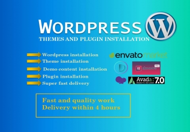 wordpress installation,  demo import,  themes & plugin installtion