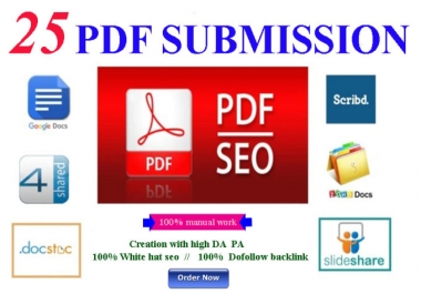 I will do 20 pdf submission in high da pa site