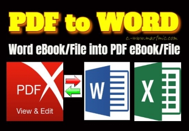 I will convert PDF file and eBook/e-Guide into Ms-Word/Excel/Power Point/JPG according to customer's