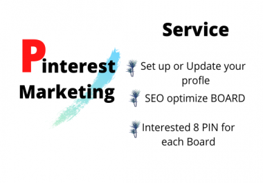 Setup or Update your Pinterest profile with SEO Optimized Board with SEO friendly designable PIN