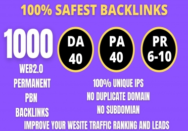 I WILL DO 1000+ Permanent Web2.0 Backlink with High DA/PA/TF/CF On your homepage with unique website