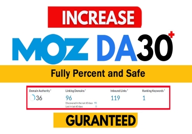 Increase Moz 0 to DA 30+ PA 30+ increase DA in 14 day Safe and Guaranteed