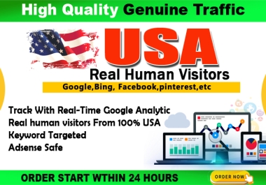 Drive USA High quality Real Human TRAFFIC with live Statistics Analytics