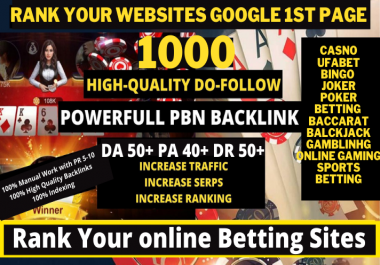 1000+ Permanent Casino, Gambling, Poker With High DA PA Do-follow Links Homepage Unique website