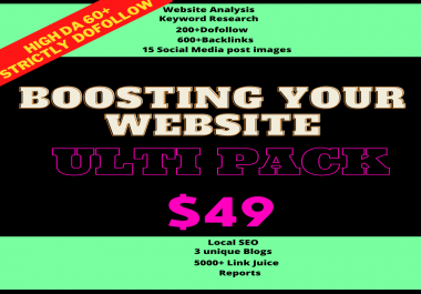 200+ dofollow - 5000+ Linkbuilding -15 social media images -3 blogs and many more for cheapest price