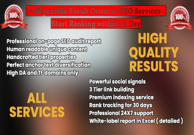 I will provide Result Oriented SEO Services - Start Ranking within 30 Days