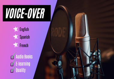 I will record 250 words professional male or female voiceover