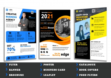 I will design impressive business flyers,  brochures,  business cards within 12 hours