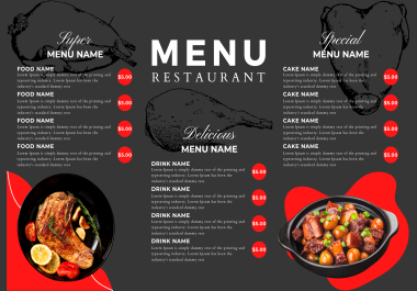 I will create a professional menu for your restaurant
