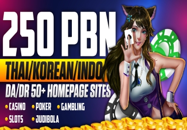 Rank with High Quality 250 DA/DR50+PBN on Slot,  Casino,  Gambling,  domains